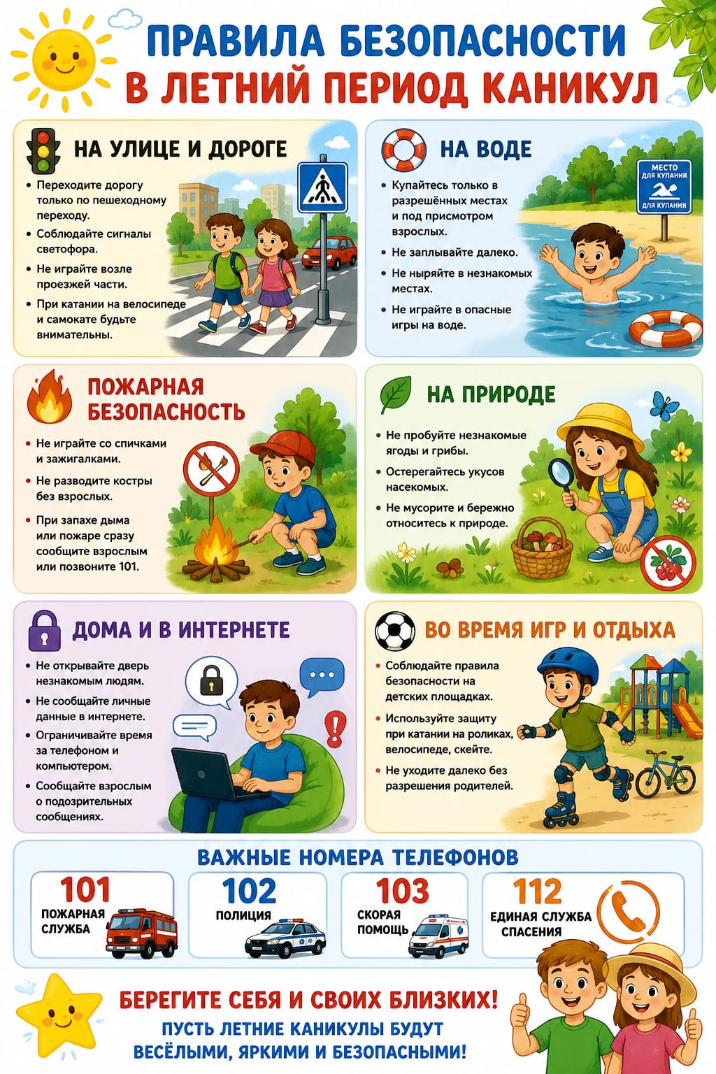 Правила безопасности в летний период каникул.